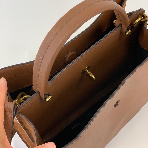 Etienne Aigner saffiano leather with suede small satchel with crossbody strap - Picture 2 of 4